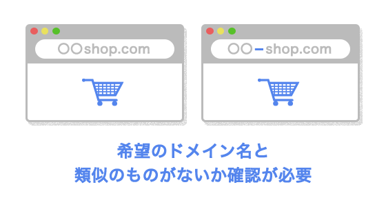 希望ドメイン名と類似のものがないか確認が必要