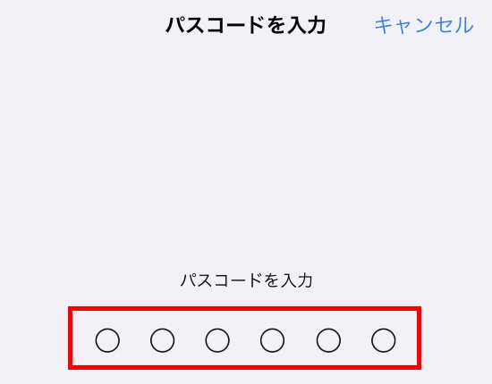 パスコードの入力