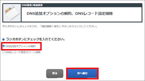 DNS追加オプション解約