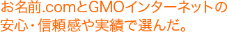 お名前.comとGMOインターネット安心・信頼感や実績で選んだ。