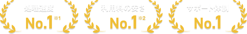 処理速度*1、価格*2、サポート体制No.1