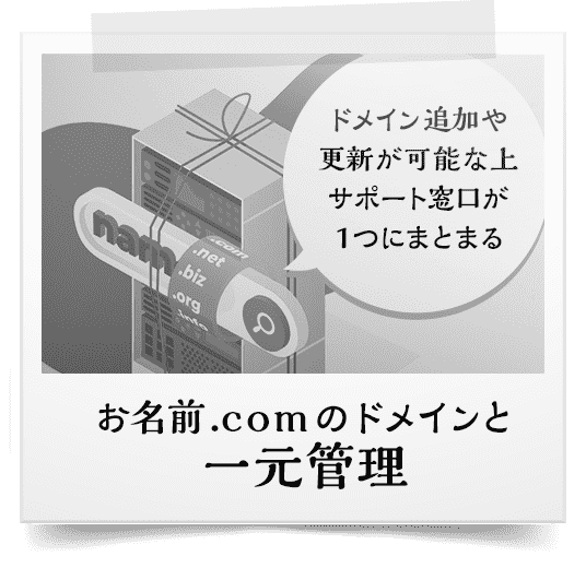 お名前.comのドメインと連携強化（設定・更新など）