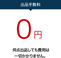 出品手数料０円。何点出品しても費用は一切かかりません。